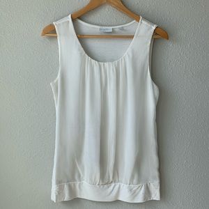 New York & Company White Sleeveless Scoop Neck Blouse